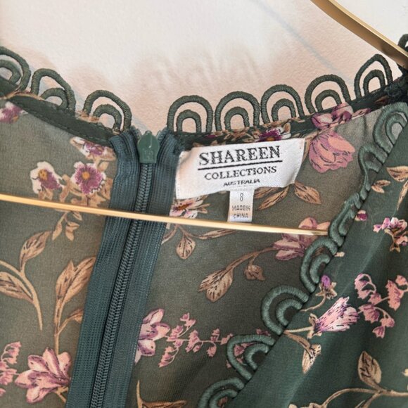 Hello Molly Green Floral Lace Trim Mini Dress – Size S - Picture 5 of 6